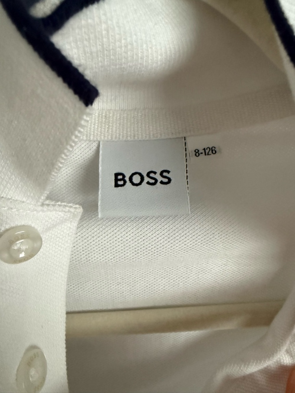 Boss White Polo Shirt with Black Trim - Picture 6 of 7